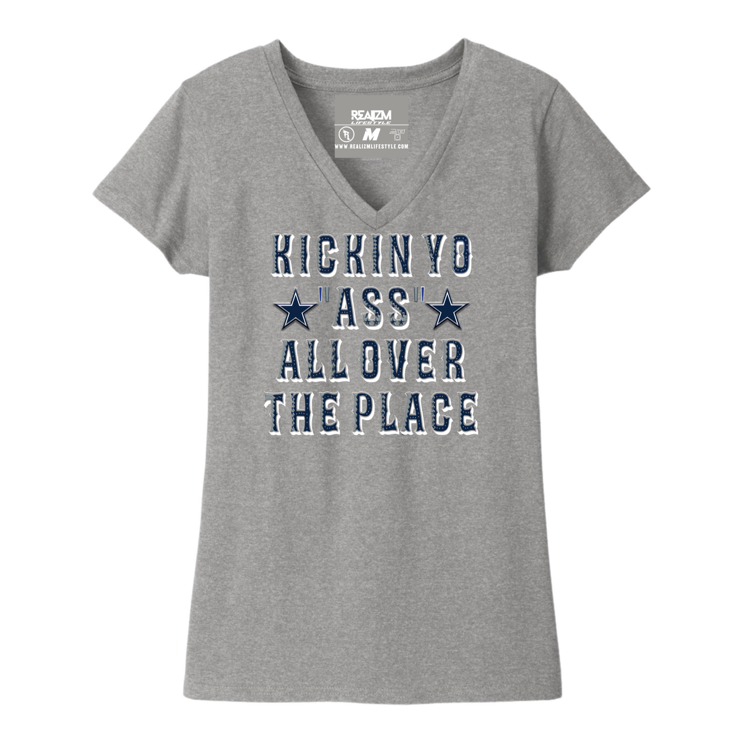 Ladies Kickin Ass Football V-neck (Dallas)