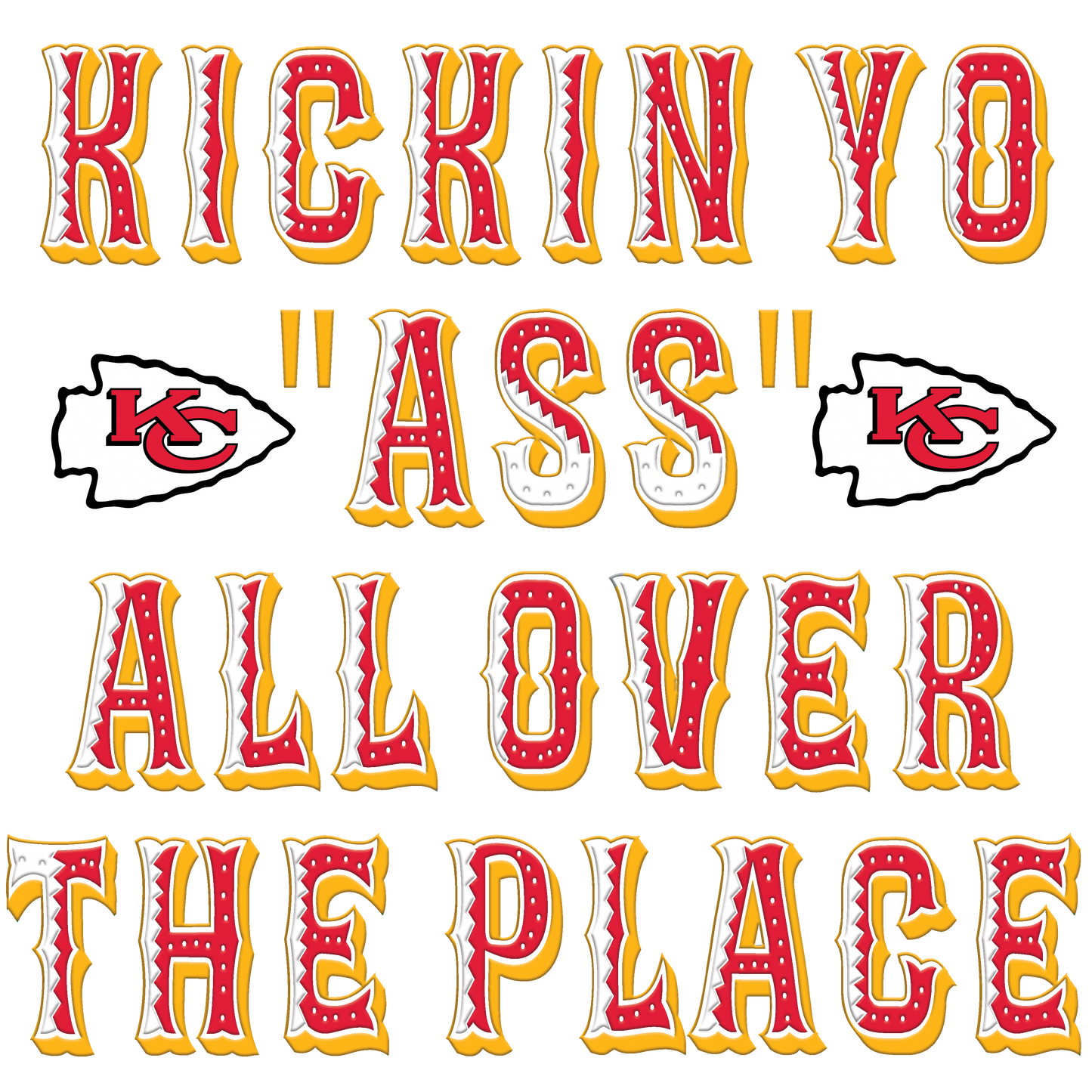 Ladies Kickin Ass Football V-neck (Kansas City)