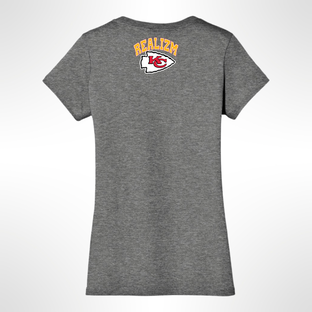 Ladies Kickin Ass Football V-neck (Kansas City)