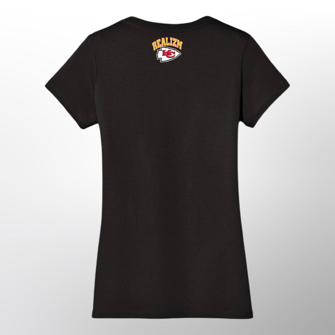 Ladies Kickin Ass Football V-neck (Kansas City)