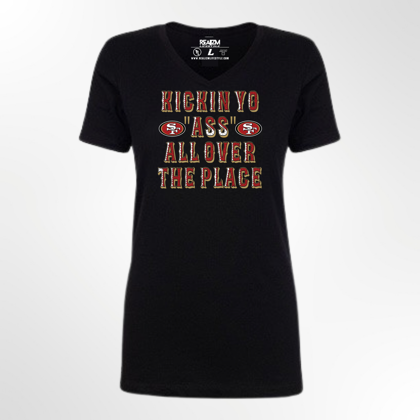 Ladies Kickin Ass Football V-neck (San Francisco)