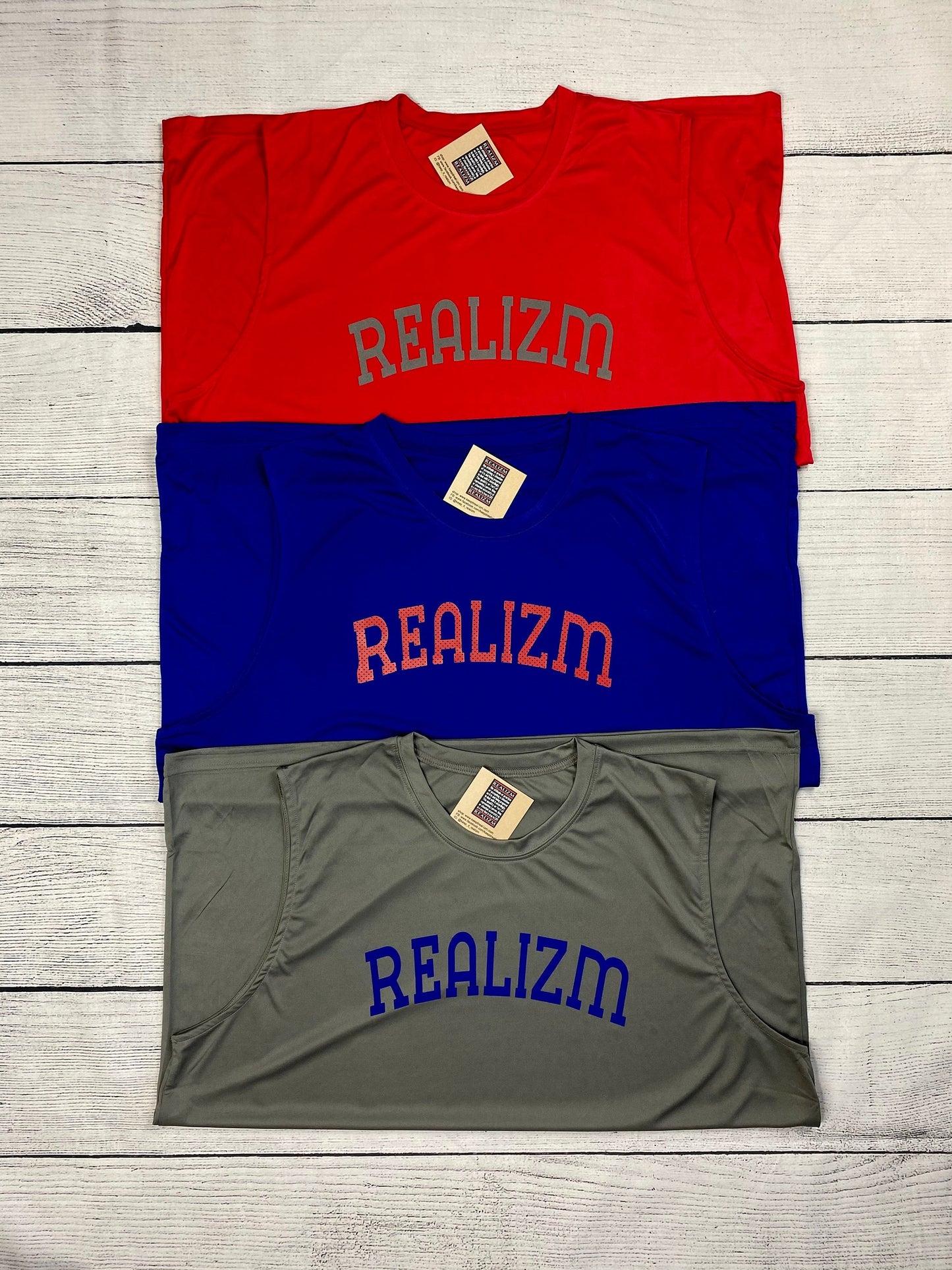 REALIZM Varsity Sleeveless Performance Muscle T-Shirt
