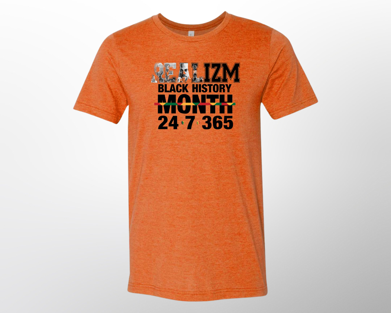 REALIZM Black History 24/7/365 Heather Red T-shirt